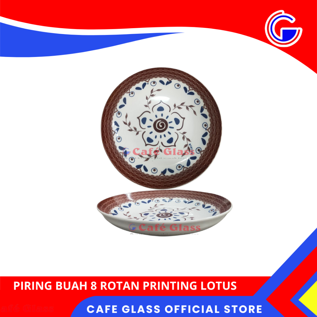 Piring Salad Moon Aesthetic Cafe - Piring Tinggi Keramik Motif Rotan - Piring Spaghetti Winston