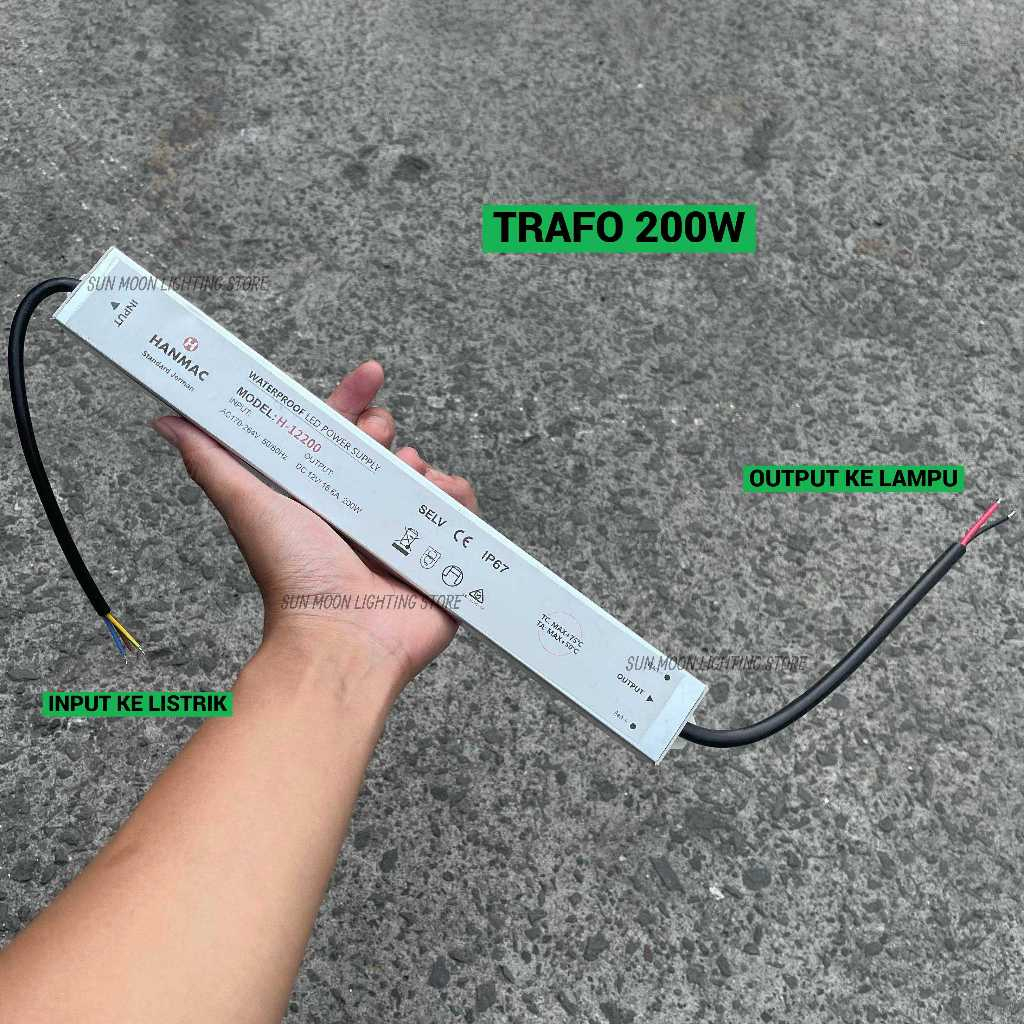 Jual adaptor led 12v 200w waterproof power supply Trafo kolam ip67 anti ...