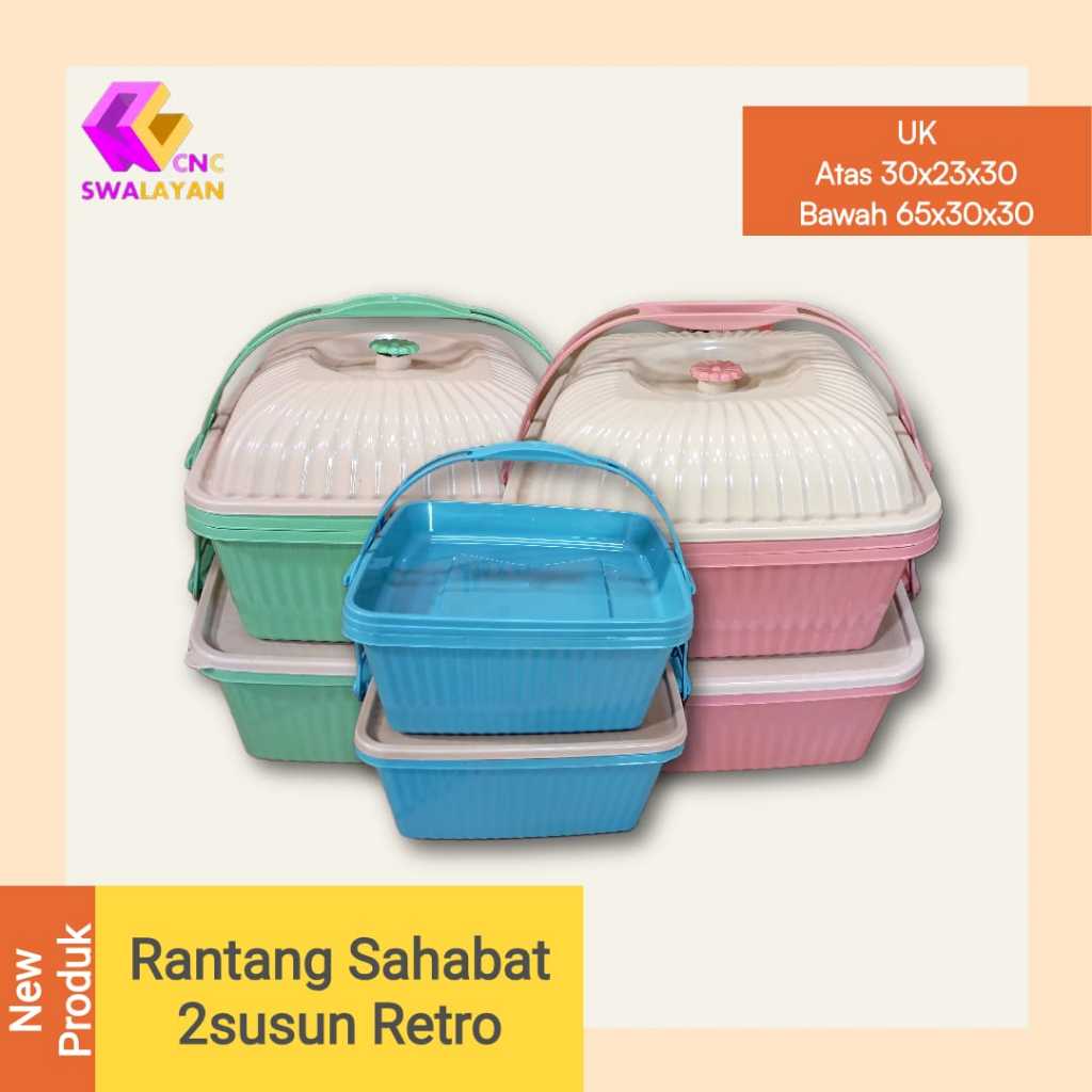 Jual 12PC - RANTANG SAHABAT 2SUSUN RETRO/RANTANG MAKANAN/RANTANG PIKNIK ...