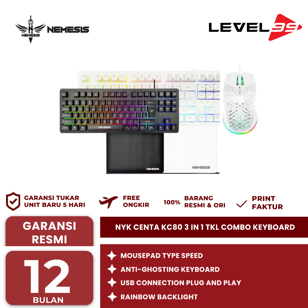 Jual Nyk Centa Kc80 3 In 1 Tkl Combo Gaming Keyboard | Shopee Indonesia