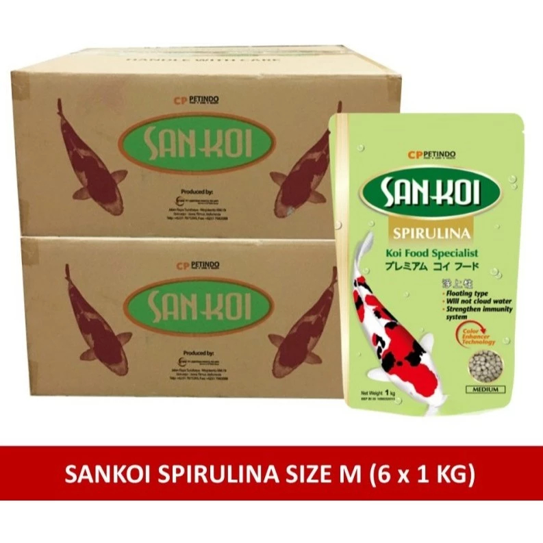Jual SAN KOI Sankoi 1 Dus isi 6 Pakan Ikan Koi Spirulina Color & Growth ...