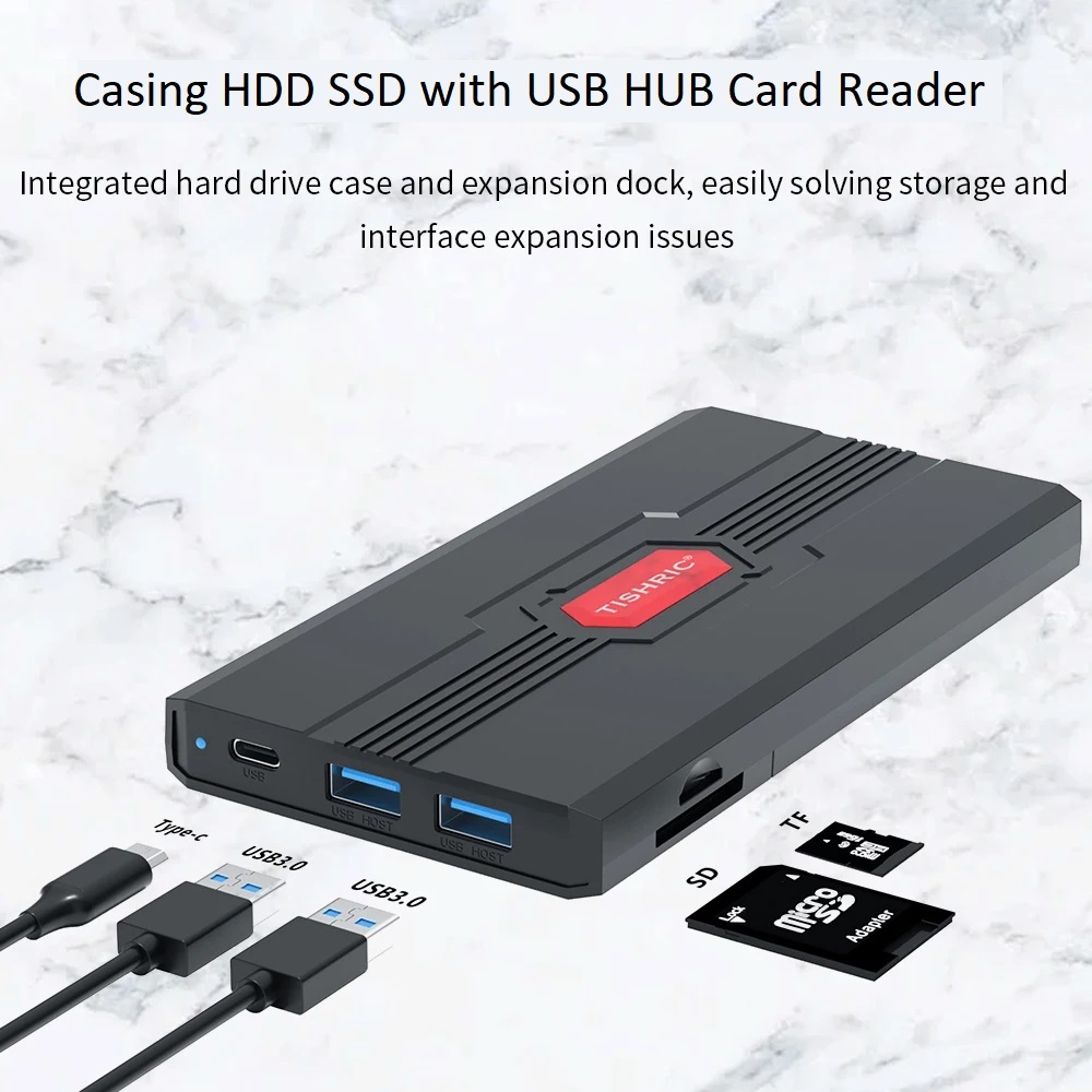 Jual Casing Harddisk SSD with USB HUB Card Reader USB3.0 Enclosure ...