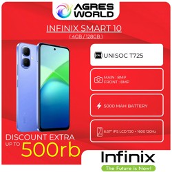 INFINIX Smart 10 4/128GB - Up to 8GB Extended RAM - 6.7 inch 120Hz Punch Hole Di
