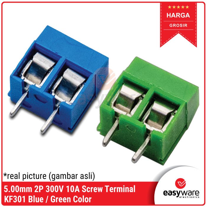 Jual 5.00mm Screw Terminal Block KF301 2P Terminal Blok 300V 10A 2 Pin ...