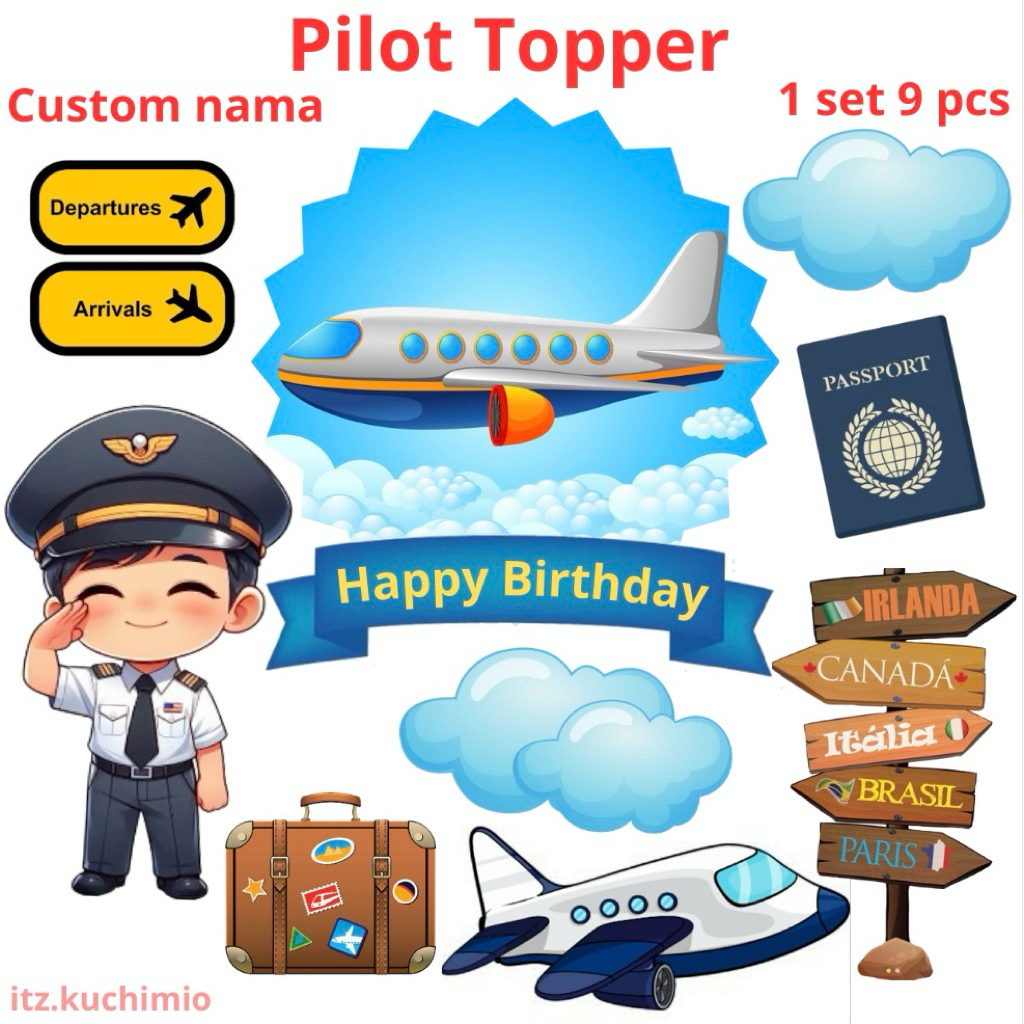 Jual Topper Pilot Set 9 pcs happy birthday toper | Shopee Indonesia
