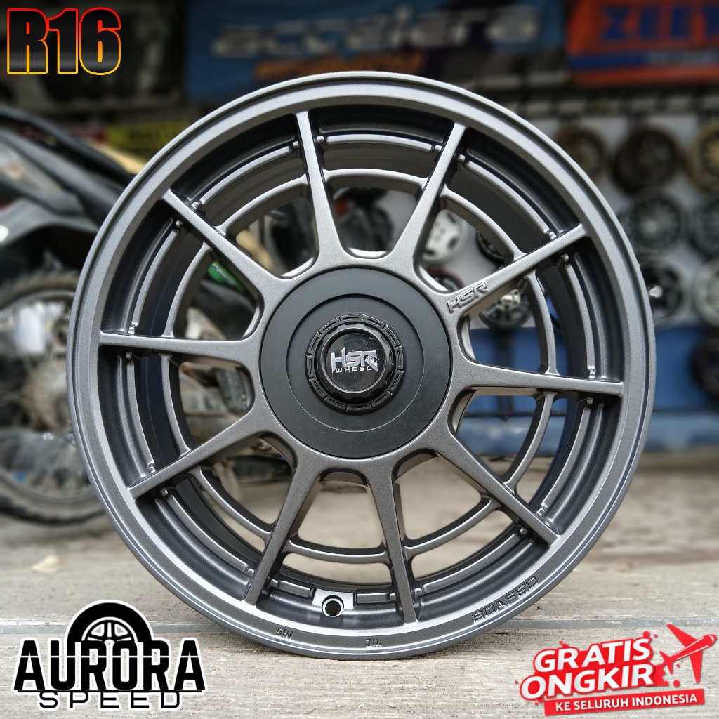 Jual Velg HSR BOAFEO R16 PCD 4X100 Gun Metal Pelek ring 16 mobil Jazz ...