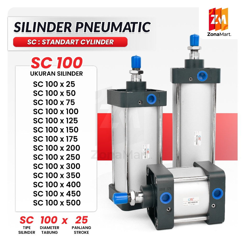 Jual Cylinder pneumatic SC 100 Angin Type SC Pneumatik Air Silinder ...