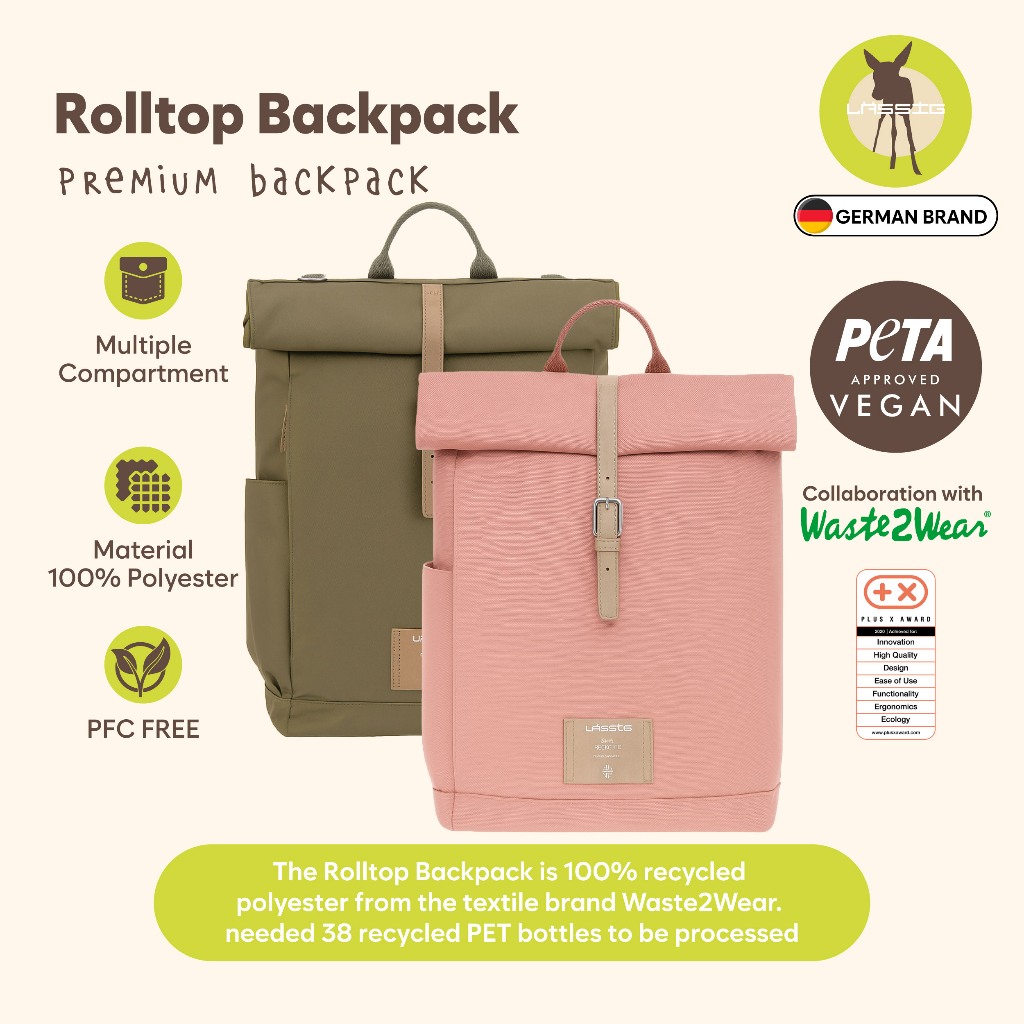 Jual LASSIG Rolltop Diaper Bag Backpack / tas popok bayi / tas popok ...