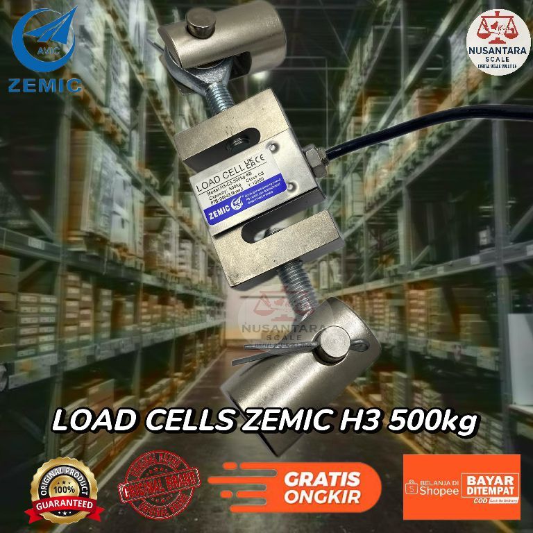 Jual load cell ZEMIC h3 500kg / load cell S 500kg / load cell tension ...