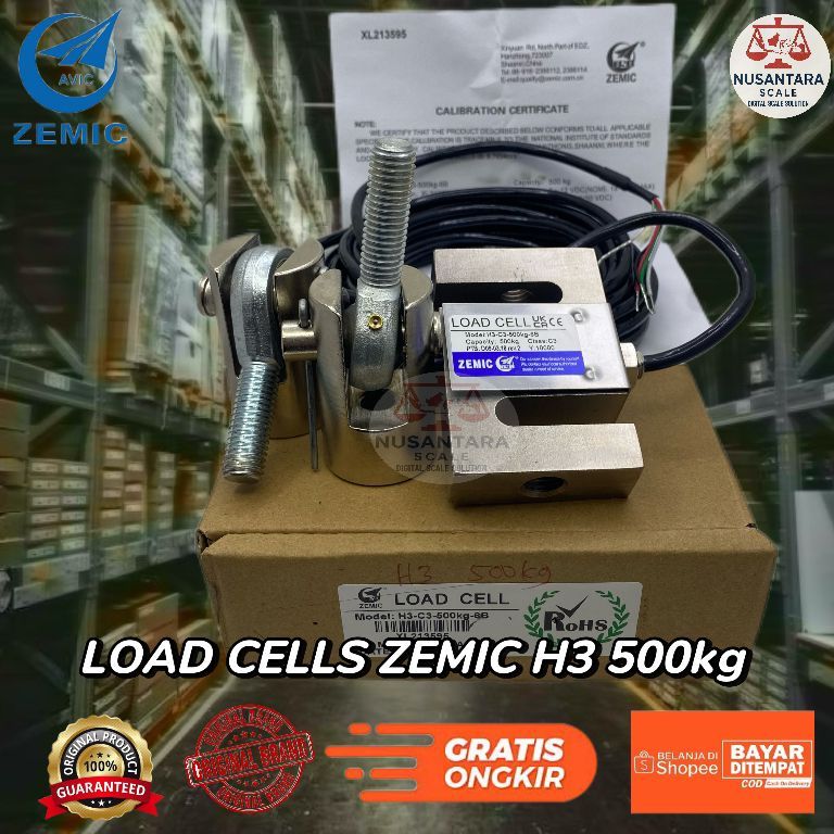 Jual load cell ZEMIC h3 500kg / load cell S 500kg / load cell tension ...