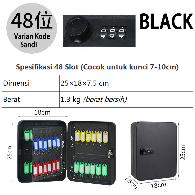 Jual [COD] Metal Safety Lock Key Box Hook 48 Keys - Tempat Penyimpanan ...