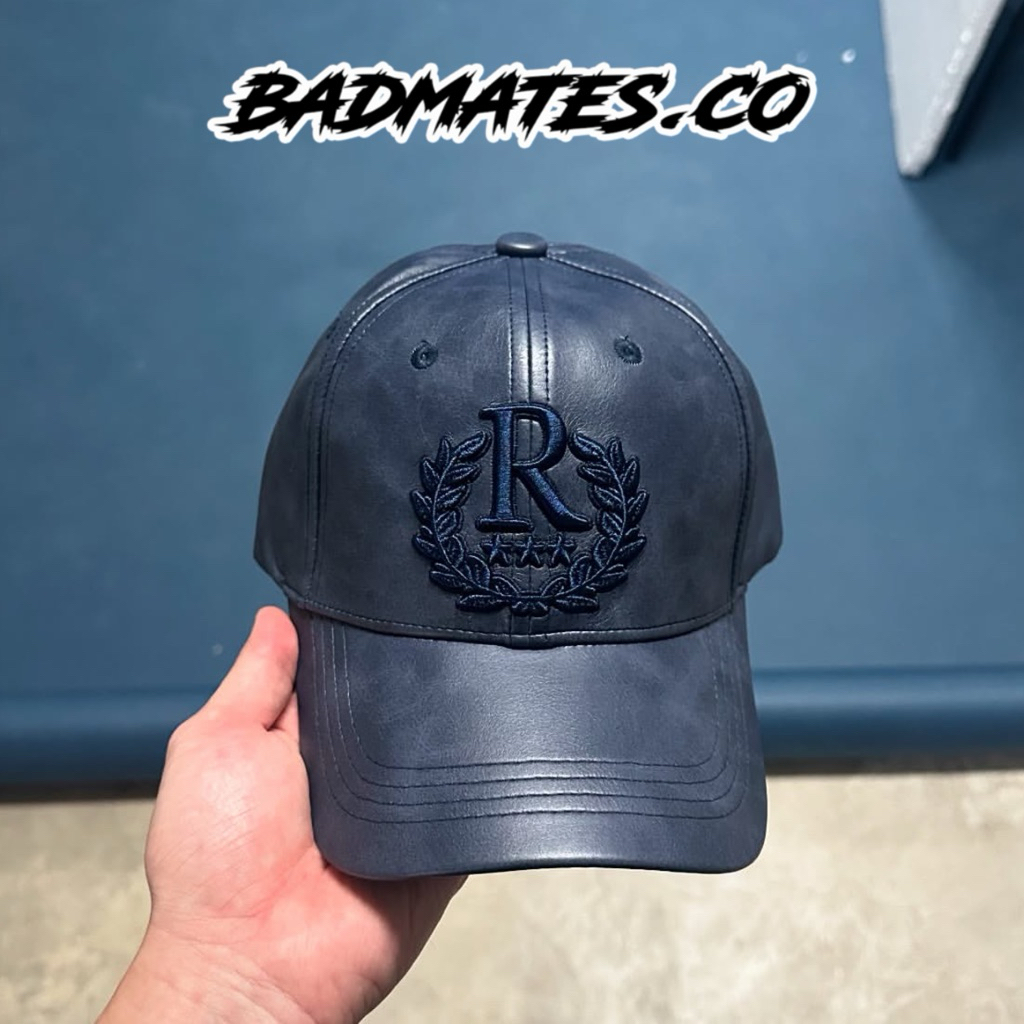 Jual Rucas Crown Blue Leather Cap/Pattern Cap/Crown Cap/Skeleton Cap ...