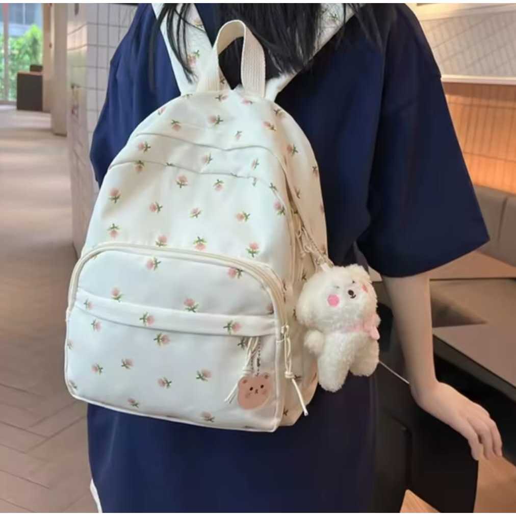 Jual Tas Ransel Motif Bunga Kembang Terbaru Multisaku Trendi Buat Anak ...
