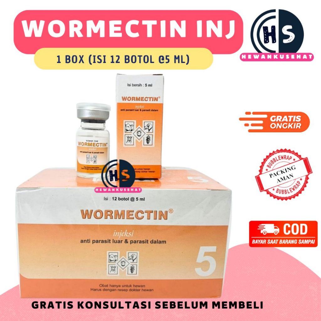 Jual 1 DUS WORMECTIN 5 ml ISI 12 BOTOL - Obat Jamur Parasit Cacing ...