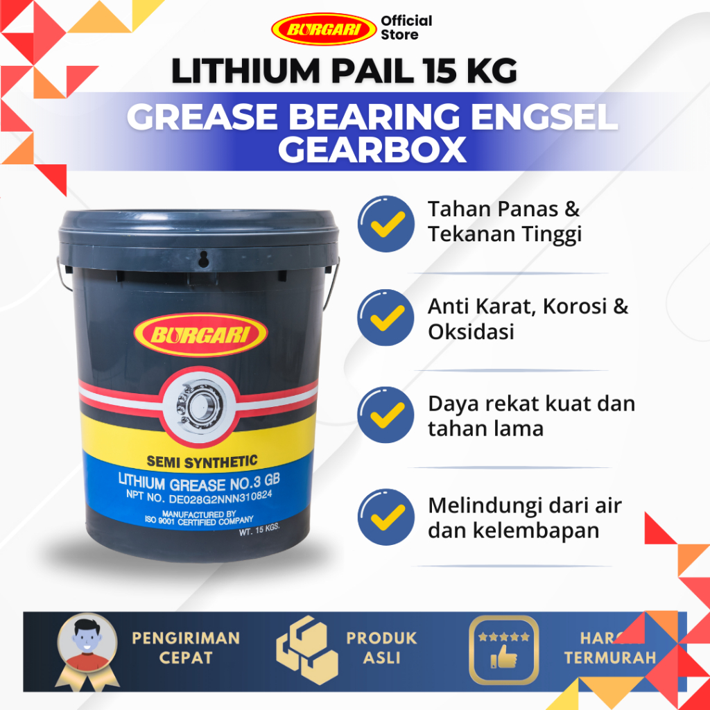 Jual Burgari Grease Lithium Pail 15 KG / Gemuk Bearing | Shopee Indonesia