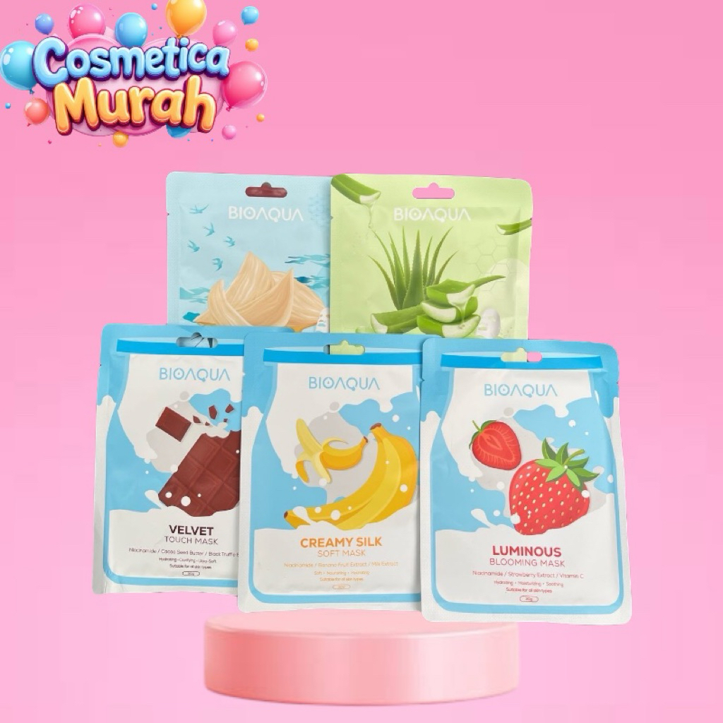 u,ex] [min 3] BIOAQUA sheet mask - masker wajah tisu brightening and moisturizing