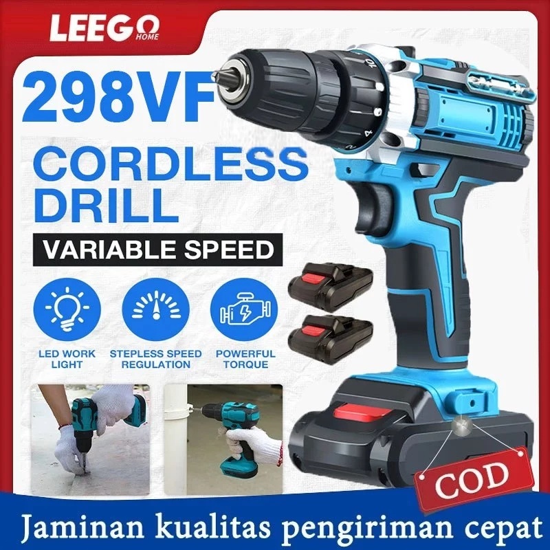Jual Mesin Bor Impact Drill bor listrik Bor baterai 298VF Cordless ...