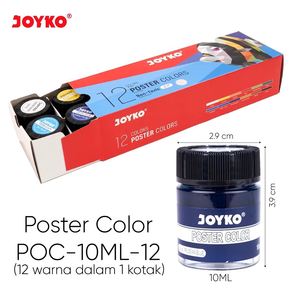 Jual Joyko POC-10ML-12 | Poster Color 12 Colors | Cat Poster 12 Warna ...