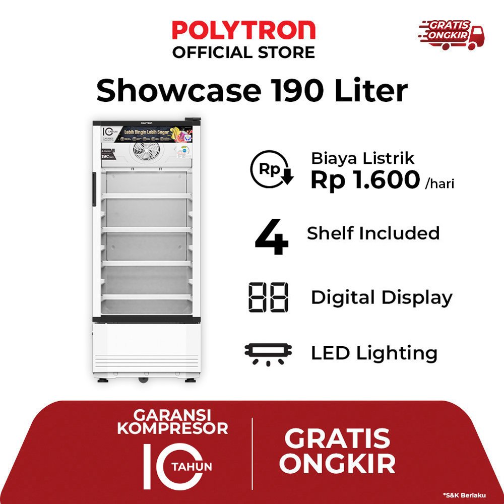 Jual POLYTRON SHOWCASE 3 RAK KAPASITAS 190 LITER SCN-190 | LEMARI ...