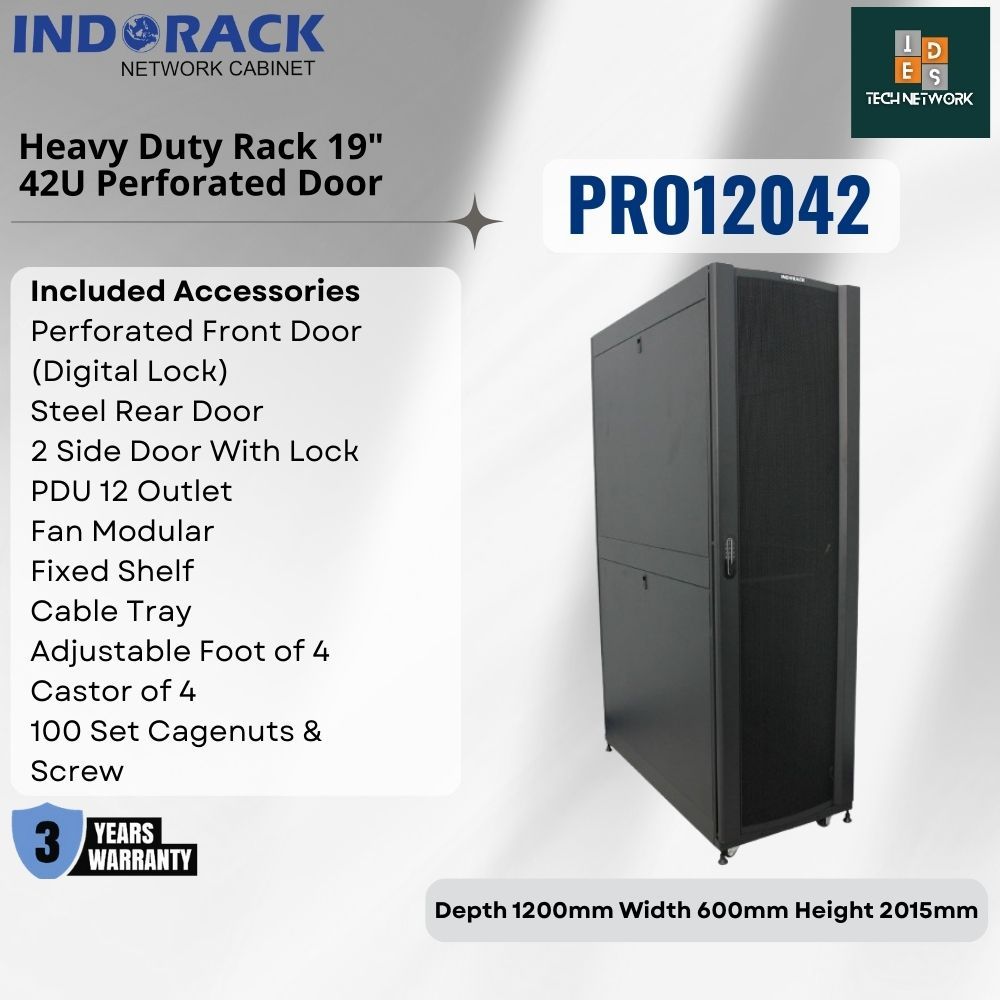 Jual Indorack Heavy Duty PRO12042 19 Inch Perforated Door 42U Depth ...