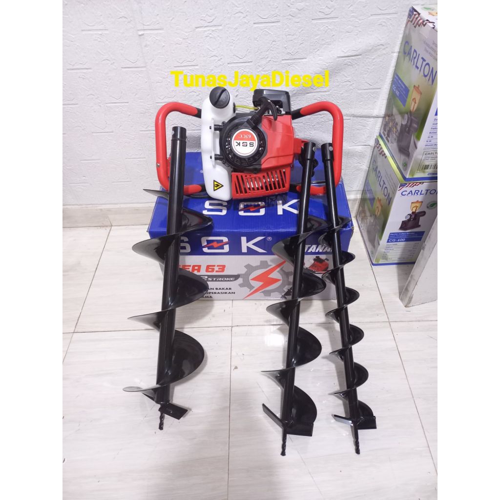 Jual Mesin Bor Lubang Tanah Biopori Auger Drill 63cc Plus 3Mata Bor ...