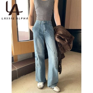 Lassie Alpha J61 ready stok Celana Panjang Highwaist Kulot Jeans Wanita  Celana Jeans boyfriend Jeans wanita cargo pants jeans HW Celana panjang boyfriend jeans kulot celana kargo wanita high waist jeans lurus Celana panjang kasual jeans