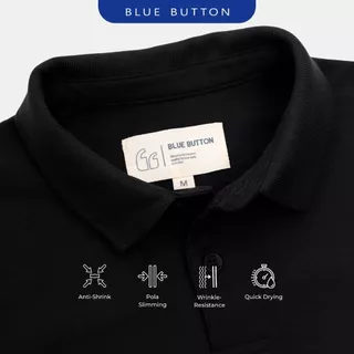BLUEBUTTON Polo Shirt Pria Hitam Black