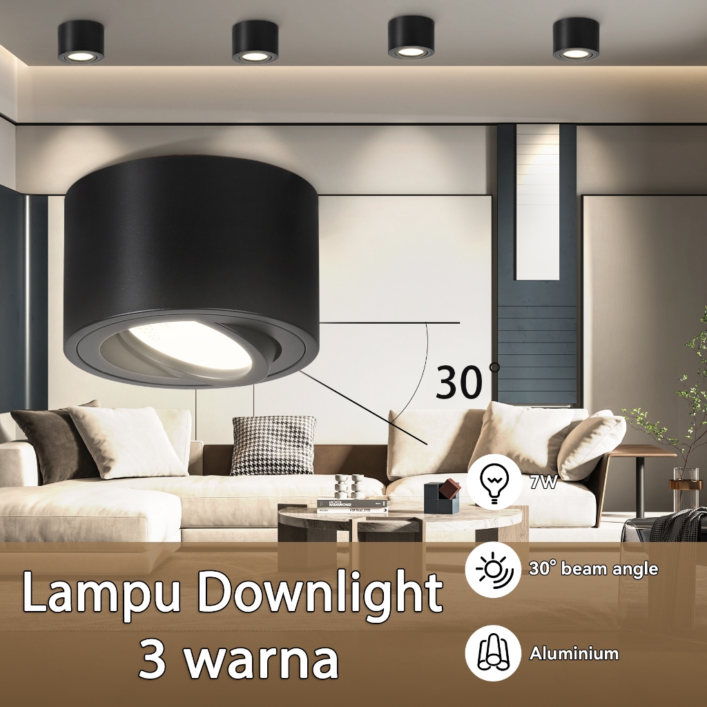 Jual Lampu Downlight LED Sudut Dapat Disesuaikan Lampu Sorot 7W Tiga ...