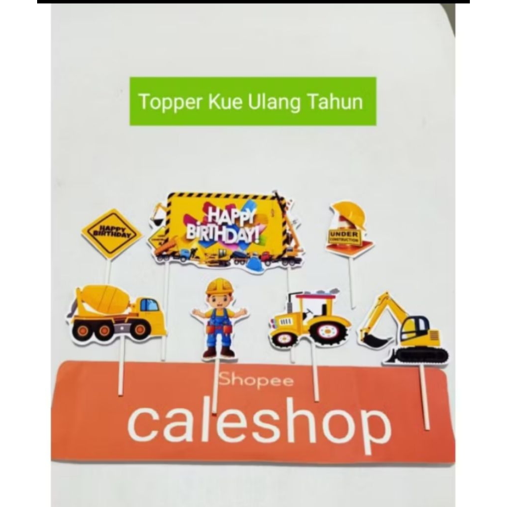 Jual Topper Ulang Tahun Anak Mobil Truk Konstruksi Excavator | Shopee ...