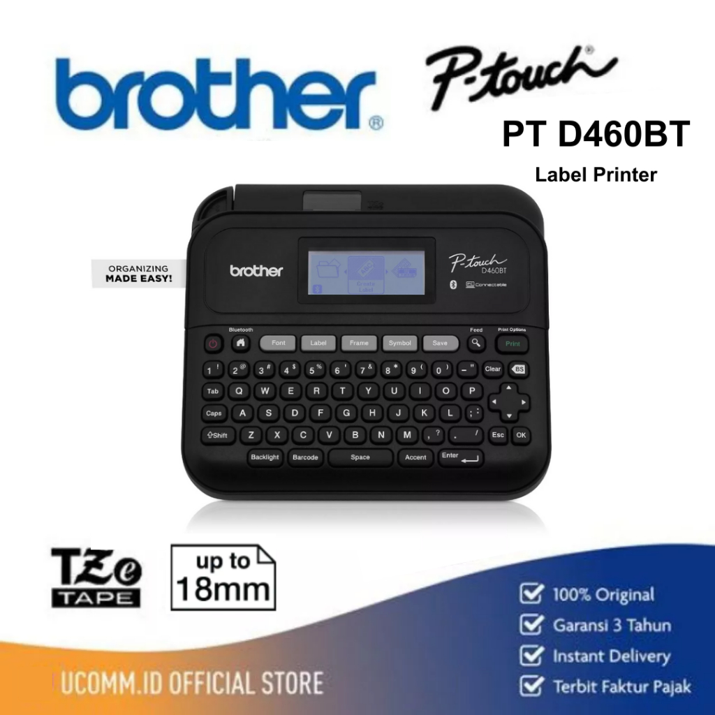 Brother PT-D460BT Étiqueteuse pour Bureau et Bureau avec Interface Bluetooth 3, 5 à 18 mm