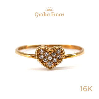 Graha Emas Cincin Emas Kuning Bentuk Heart 16K - Yellow Gold Heart Model Ring 16 Carat M685