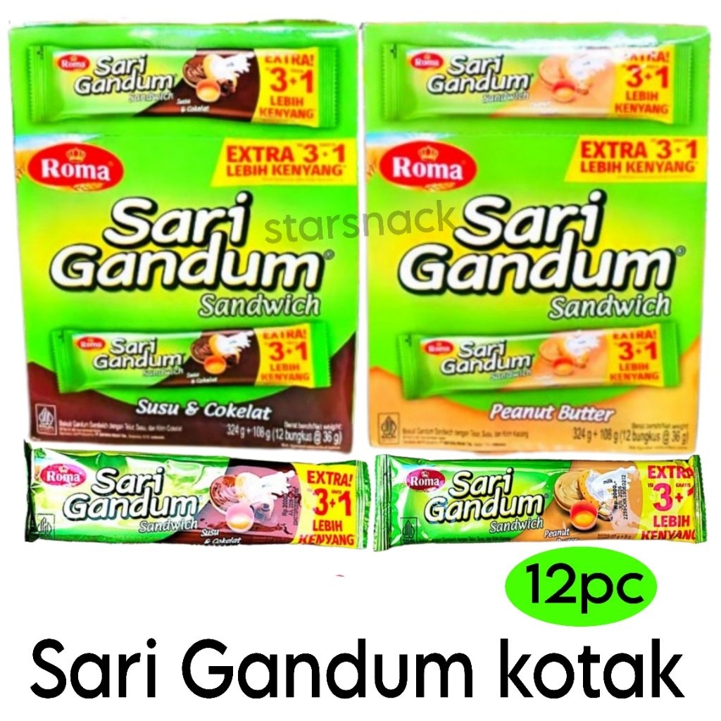 Jual Roma Sari Gandum Coklat peanut butter kotak isi 12sachet | Shopee ...