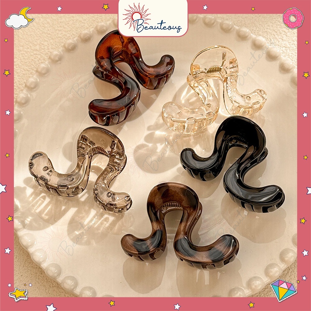 Jual Jepit Rambut Wanita Model Gelombang Hair Claw Wave Motif Leopard ...