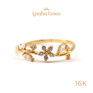 Graha Emas Cincin Emas Kuning Bentuk Flower 16K - Yellow Gold Flower Model Ring 16 Carat M704