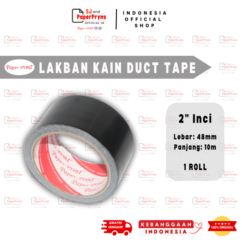 Jual PAPERPRYNS Duct Tape Lakban Kain Hitam 2” Inci (48mm x 10m) - 1 ...