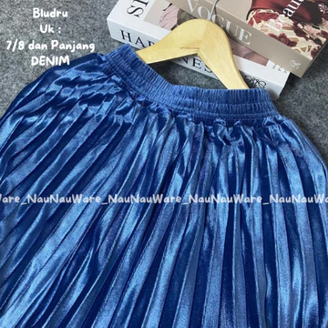 NauNau Rok Plisket Bludru Panjang Dewasa Premium Stylish Elegan