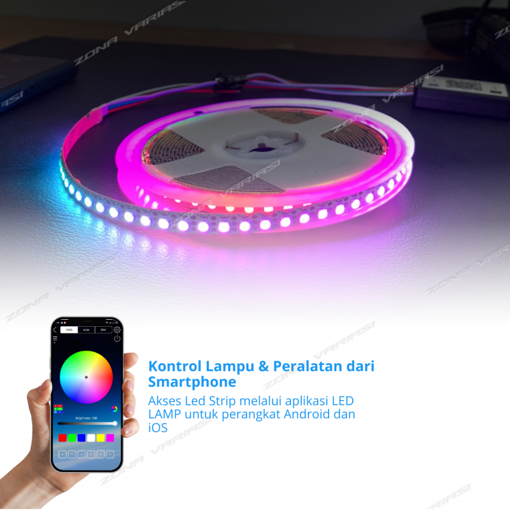 Jual LAMPU LED STRIP RGB WS2812B 5V 144 LED PER METER LEBAR 8MM PCB ...