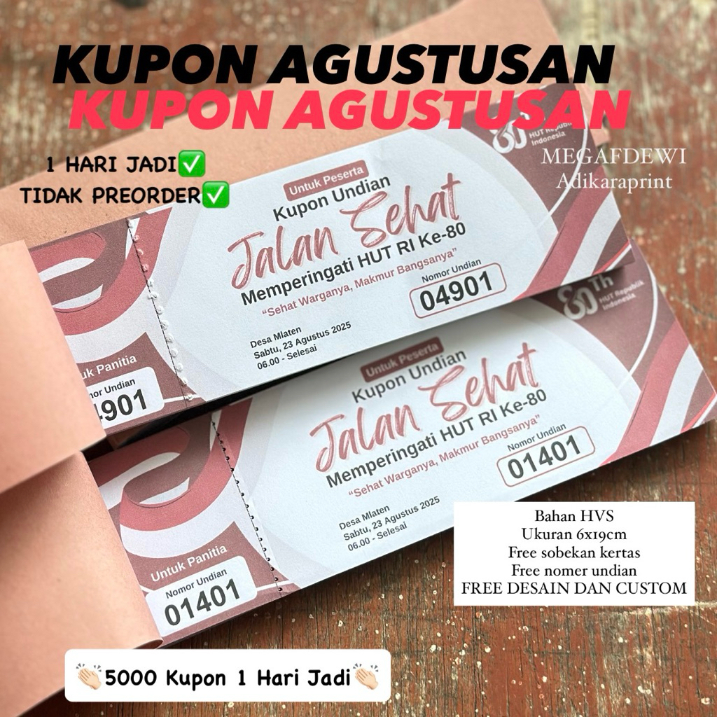 Jual CUSTOM KUPON VOUCHERNYA TIKET GLOSSY ISI 100 LEMBAR CUSTOM by ...