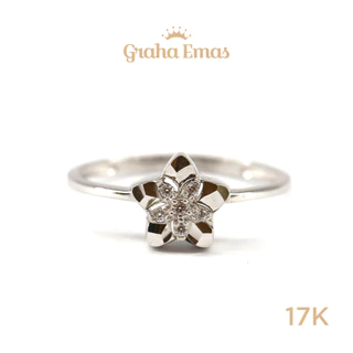 Graha Emas Cincin Emas Putih Bentuk Star 17K - White Gold Star Model Ring 17 Carat M1062