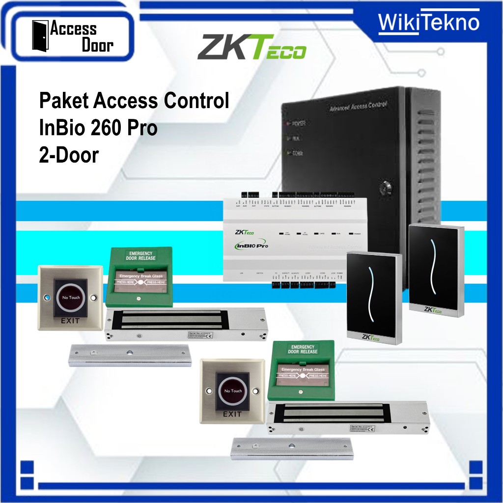 Jual Paket Access Control 2 Pintu ZKTeco Inbio 260 Pro Reader ProID 10 ...