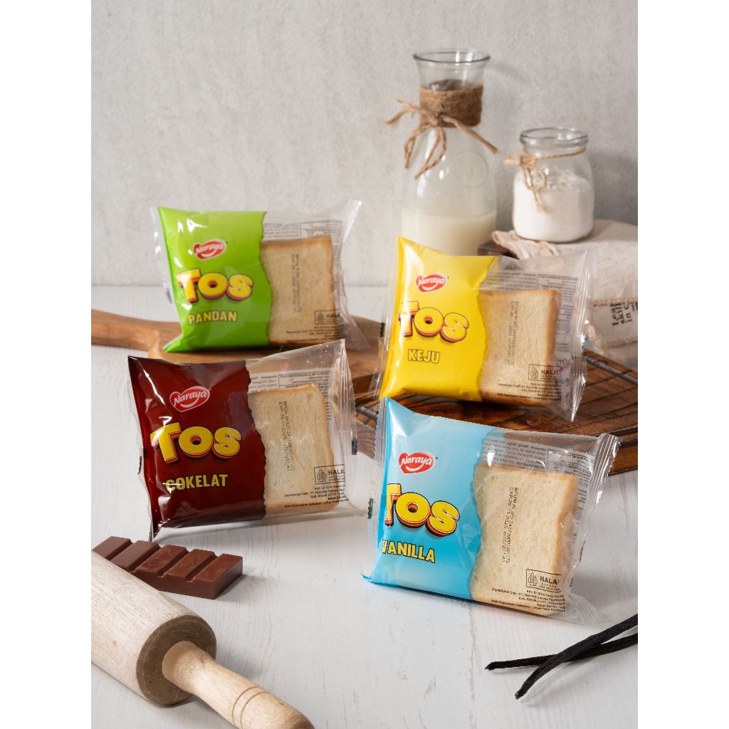 Jual Naraya TOS Roti Sandwich MIX (Pandan,Vanilla,Keju & Coklat) 60g ...