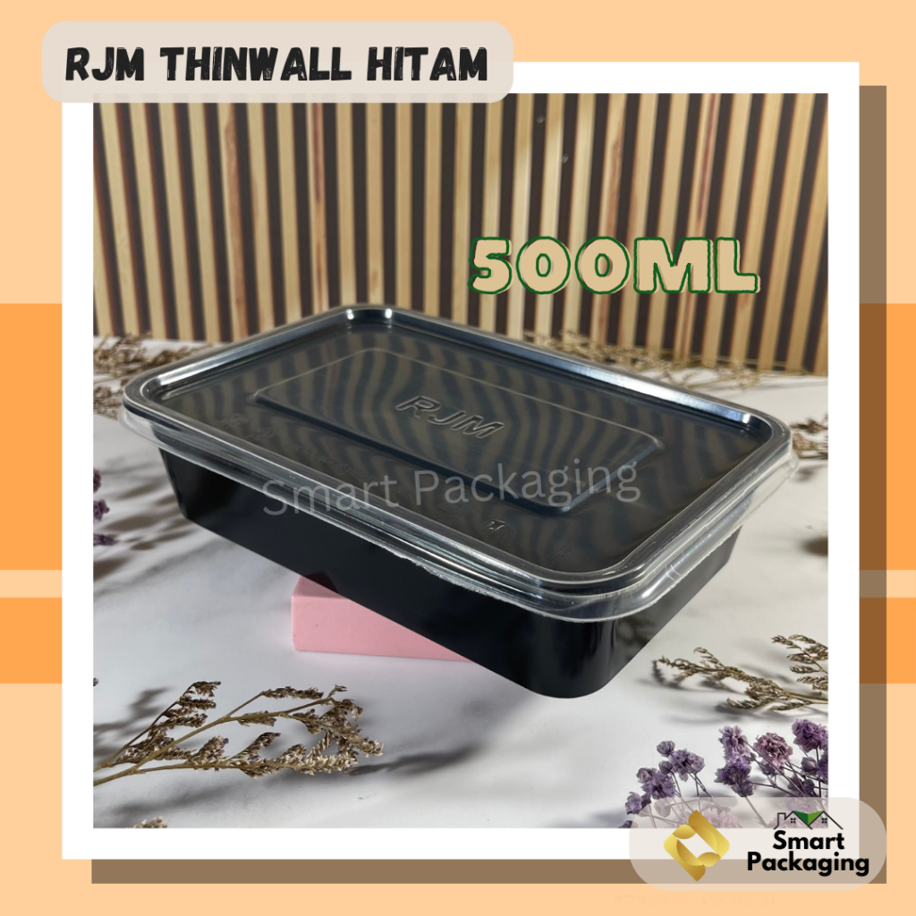 Jual [ISI 25 PCS] RJM Thinwall Food Container Hitam 500ml 750ml 1000ml ...