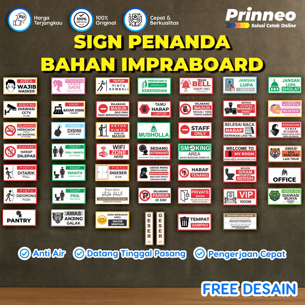 Jual STIKER PENANDA, SIGN IMPRABOARD, SIGNAGE, STIKER ANTI AIR | Shopee ...