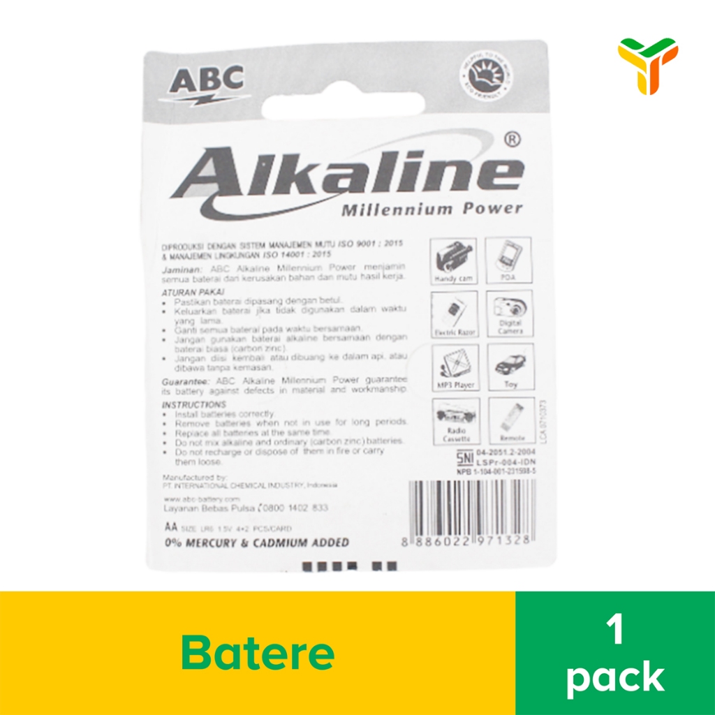 Jual Abc Alk Alkaline Millennium Power Lr 6AA 4S | Shopee Indonesia