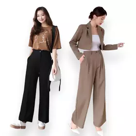 ARAJIWA Celana Kantor Wanita Petite Kulot Highwaist Anti Kusut Flowy Premium