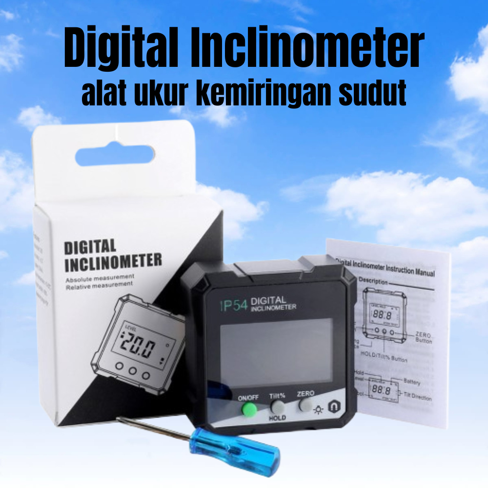 Jual DIGITAL INCLINOMETER ALAT UKUR KEMIRINGAN SUDUT LEVEL BOX IP54 ...