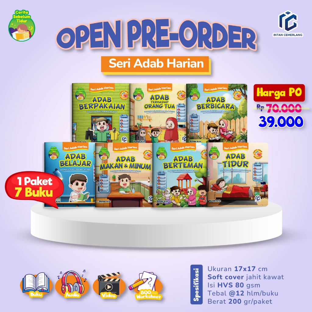 Jual Seri Adab Harian ISI 7 Buku Original FULL COLOR Buku Cerita Anak ...
