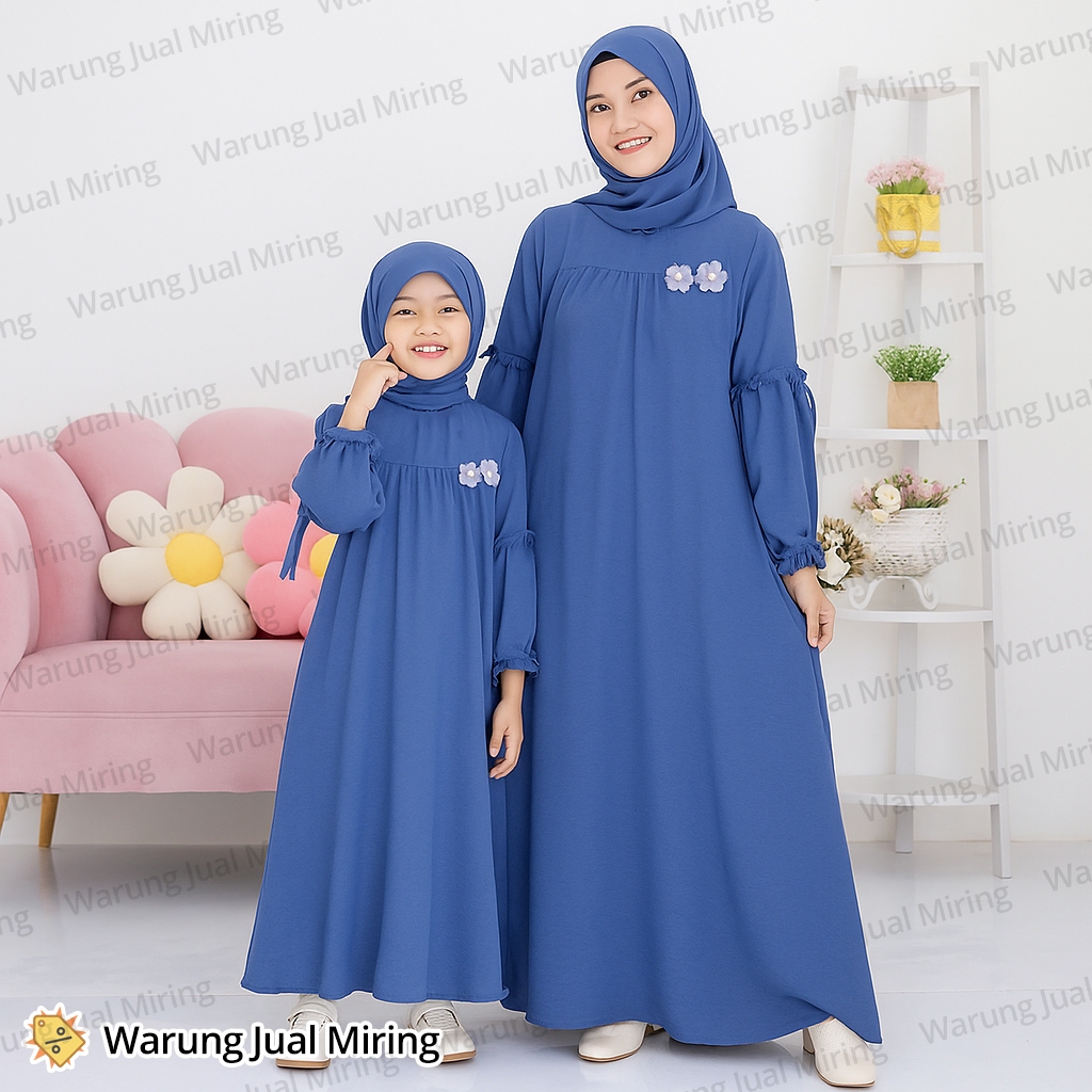 Baju Gamis Abaya Anak Perempuan Sakura 2-16 Tahun Crinkle Airflow Dress Setelan - foto 4