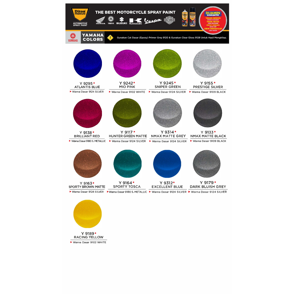 Jual Diton Premium Yamaha Colors Atlantis Blue Y 9295 Mio Pink Y 9242 ...