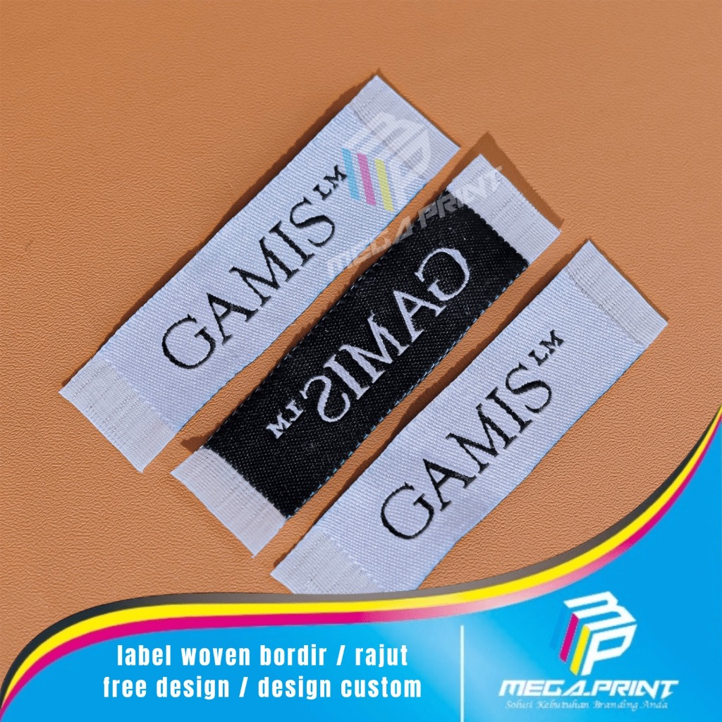 Jual Label Woven Custom 1,5x5cm, Cetak Bordir, Custom 3 Warna, Woven ...